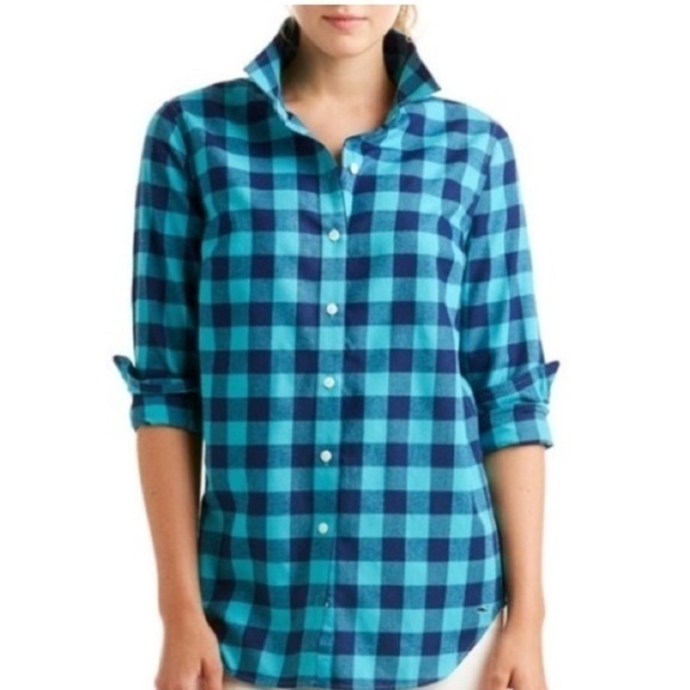 🇪🇸 🐠Vineyard Vines Performance Relaxed plaid flannel shirt blue 00